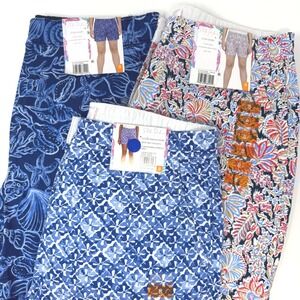 Stella Parker Icon Shorts Lot of 3 Size‎ 8 Floral Geometric Blue Stretch NEW